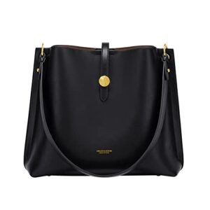 cnoles women genuine leather designer tote bags purses and handbags for women fashion ladies top handle shoulder satchel bag black