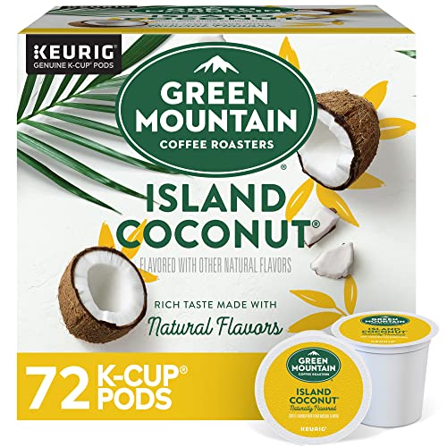 Green Mountain Coffee Roasters Island Coconut, Single-Serve Keurig K-Cup Pod, Flavored Light Roast Coffee, 12 Count (Pack of 6)