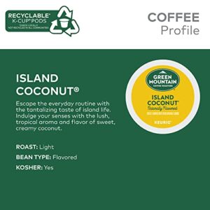 Green Mountain Coffee Roasters Island Coconut, Single-Serve Keurig K-Cup Pod, Flavored Light Roast Coffee, 12 Count (Pack of 6)
