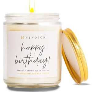 candles gifts for women, happy birthday candle – bday candle gift ideas for best friends, mom, sister, aunt, daughter, grandma, wife, coworkers – hendson handmade 20th 30th 40th 50th presents