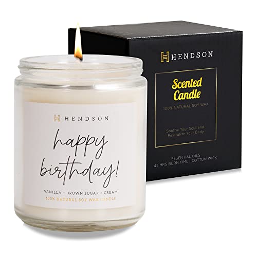 Candles Gifts for Women, Happy Birthday Candle - Bday Candle Gift Ideas for Best Friends, Mom, Sister, Aunt, Daughter, Grandma, Wife, Coworkers - Hendson Handmade 20th 30th 40th 50th Presents