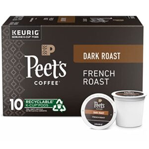 Peet's Coffee, Dark Roast K-Cup Pods for Keurig Brewers - French Roast 10 Count (1 Box of 10 K-Cup Pods) Packaging May Vary