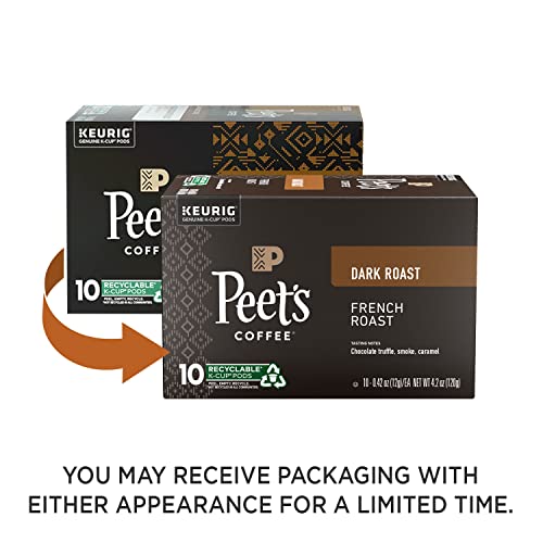 Peet's Coffee, Dark Roast K-Cup Pods for Keurig Brewers - French Roast 10 Count (1 Box of 10 K-Cup Pods) Packaging May Vary