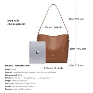 Cnoles Hobo Bags Purses And Handbag for Women Tote Shoulder Satchel Crossbody Bag Ladies Top Handle Purse Genuine Leather Brown