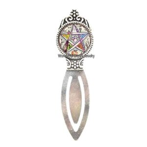 pentagram bookmark,pentacle bookmark, wicca bookmark, pagan bookmark, wiccan jewellery, pagan gift, handmade jewelry，pu084 (silver)