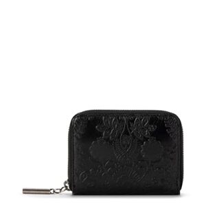 the sak womens iris leather medium wallet, black floral embossed, one size us