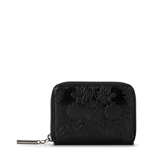 The Sak womens Iris Leather Medium Wallet, Black Floral Embossed, One Size US