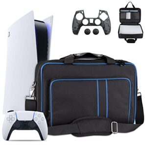 tectinter ps5 carrying case travel case playstation 5 carrying case travel bag,compatible with ps5 console digital/disk edition,large holding ps5 controllers,game cards,hdmi,laptop,ideal gift