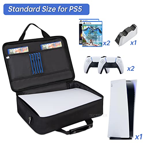 TECTINTER PS5 Carrying Case Travel Case PlayStation 5 Carrying Case Travel Bag,Compatible with PS5 Console Digital/Disk Edition,Large holding PS5 Controllers,Game Cards,HDMI,Laptop,Ideal Gift