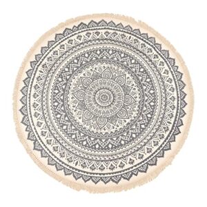 cozy planet boho cotton round area rug hand-tasseled home decoration area cover (bohemian slategrey, 4×4 ft, round)