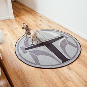 Ukonic Star Wars: The Mandalorian Helmet 52-Inch Round Printed Area Rug | Indoor Floor Mat, Accent Rugs for Living Room and Bedroom, Home Decor for Kids Playroom | Movie Gifts and Collectibles