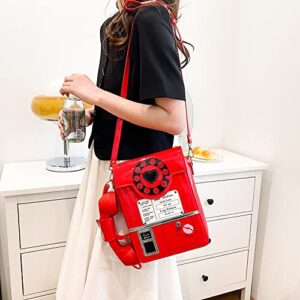 Fashion Crossbody Purse for Women, PU Leather Fun Shoulder Bag/Telephone Bag Personality Creative Bag Ladies Girls Tote Bag for Travel Photo (Red)