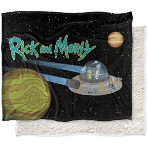 rick and morty rick and morty in space silky touch sherpa back super soft throw blanket, rick and morty in space