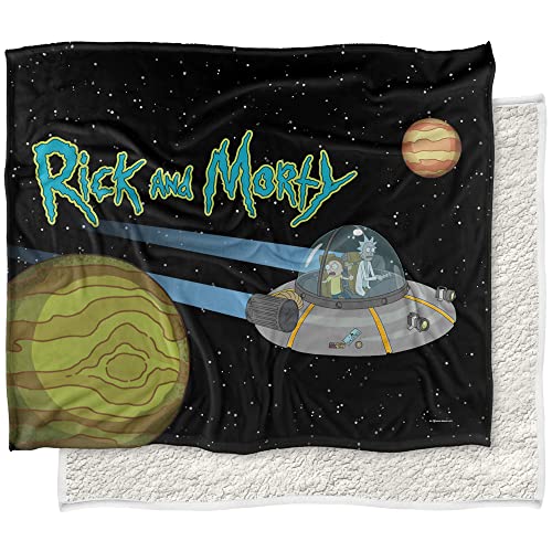 Rick and Morty Rick and Morty in Space Silky Touch Sherpa Back Super Soft Throw Blanket, Rick and Morty in Space