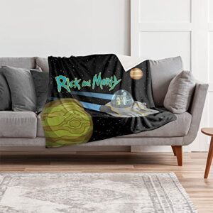 Rick and Morty Rick and Morty in Space Silky Touch Sherpa Back Super Soft Throw Blanket, Rick and Morty in Space