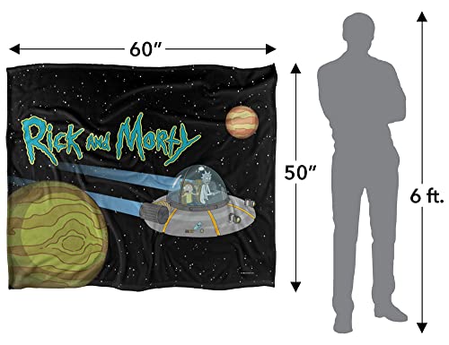 Rick and Morty Rick and Morty in Space Silky Touch Sherpa Back Super Soft Throw Blanket, Rick and Morty in Space