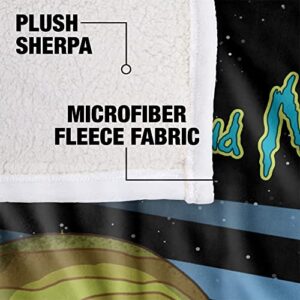 Rick and Morty Rick and Morty in Space Silky Touch Sherpa Back Super Soft Throw Blanket, Rick and Morty in Space