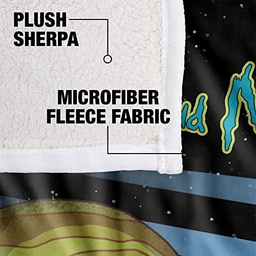 Rick and Morty Rick and Morty in Space Silky Touch Sherpa Back Super Soft Throw Blanket, Rick and Morty in Space