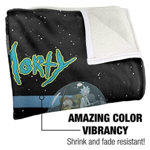 Rick and Morty Rick and Morty in Space Silky Touch Sherpa Back Super Soft Throw Blanket, Rick and Morty in Space