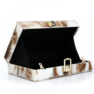 Acrylic Handbags for Women Marbling Box Bag Elegant Party Clutch Crossbody Bag Evening Purses for Lady Prom Banquet Wedding (Brown)