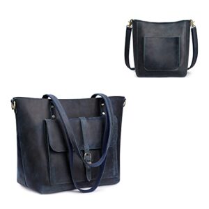 s-zone women genuine leather tote bag shoulder handbag bundle with bucket crossbody purse