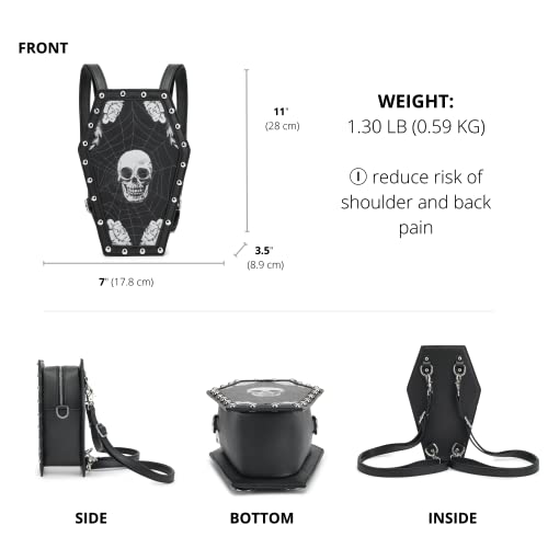 Scarleton Backpack Purse for Women, Coffin Skull Backpack, Gothic Shoulder Bag, Sling Bags for Women Crossbody Bag, H209201A - Black