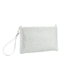 gripit bling mesh purse small clutch for women money purse evening wristlet clutch bag little crystal cell phone purses,silver