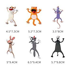 Kids Wacky Pals Bookmarks Squashed 3D Cartoon Animals Funny Cute Plastic Book Marks Student Reading Gift Stationery Gift (1PCS-Hippo)