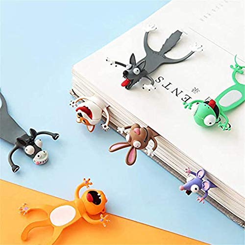 Kids Wacky Pals Bookmarks Squashed 3D Cartoon Animals Funny Cute Plastic Book Marks Student Reading Gift Stationery Gift (1PCS-Hippo)