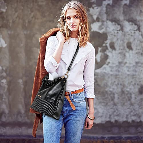 Montana West Vegan Leather Tote Handbag for Women Concealed Carry Purse Hobo Ruched Shoulder Bag Crossbody Bag MWC-G072BK