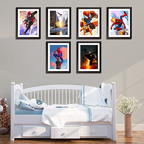 DIANYING Superhero Poster - Set of 6 Canvas Superhero Room Decor for Boys 8X10' UNFRAMED Wall Decor for Guys Bedroom Living Room Cartoon Poster Toddler Boy Room Decor