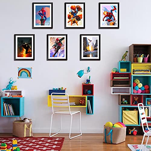 DIANYING Superhero Poster - Set of 6 Canvas Superhero Room Decor for Boys 8X10' UNFRAMED Wall Decor for Guys Bedroom Living Room Cartoon Poster Toddler Boy Room Decor