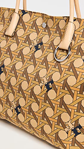 Tory Burch Women's Canvas Basketweave Tote, Tan Basketweave, One Size