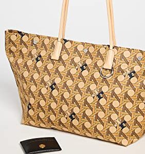 Tory Burch Women's Canvas Basketweave Tote, Tan Basketweave, One Size