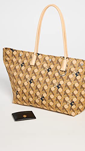 Tory Burch Women's Canvas Basketweave Tote, Tan Basketweave, One Size