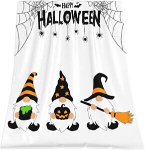 jbralid happy halloween flannel bed blanket halloween fall pumpkin gnome spider web bat throw blanket lightweight cozy blanket for couch sofa bed home decorations 40×50 inch