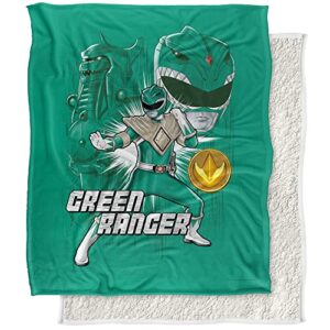 power rangers, 50″x60″, green ranger silky touch sherpa back super soft throw blanket