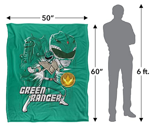 Power Rangers, 50"x60", Green Ranger Silky Touch Sherpa Back Super Soft Throw Blanket