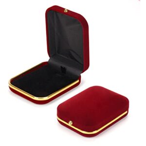 bi fang velvet necklace pendant jewelry gift boxes earring box for thanksgiving,birthday, wedding christmas jewelry showcase displays,(wine red)