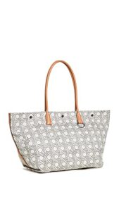 tory burch women’s canvas basketweave tote, new ivory basketweave, off white, print, one size
