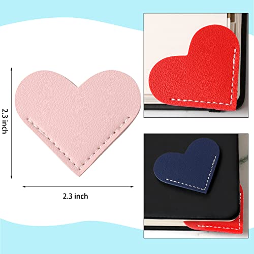 Wonmon 8PCS Leather Heart Bookmark, Handmade Leather Bookmarks in 8 Colors for Book Notebooks Novels Textbooks, Cute Bookmarks Heart Bookmark Page Book Marks Book Accessories for Reading Lover Gift