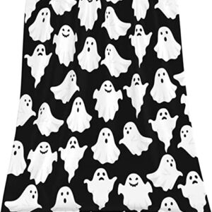 Halloween Throw Blankets Funny Ghost Cute Halloween Spooky Black and White Throw Blanket Lightweight Cozy Flannel Blanket for Bedroom Living Rooms Couch Sofa Bed Home Decorations 40x50 Inch