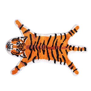 personalized tiger print rug,cute faux tiger rug plush non-slip small area rugs for home decor fluffy animal print rug carpet door mat for living room bedroom playmat 26x39in orange