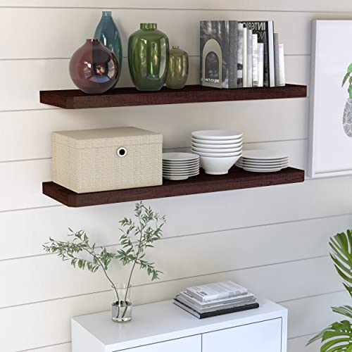 Way Basics Wall Mount Display (9.8 x 35.4 x 1.5), Espresso