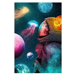spaceman posters for room aesthetic outer space scenery artwork unframed 16x24in colorful planet jellyfish print pictures gift for adults kids, 16×24 in