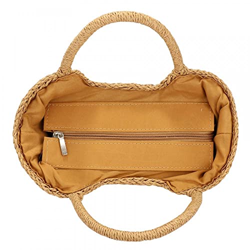 Smile Straw Beach Bag - Summer Handbag Large Capacity Handmade Tote Purse Straw Beach Bag for Women (Brown)