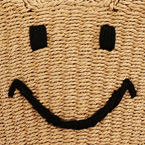 Smile Straw Beach Bag - Summer Handbag Large Capacity Handmade Tote Purse Straw Beach Bag for Women (Brown)