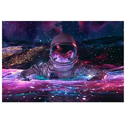 ROHASID Trippy Astronaut Poster NASA Spaceman Pictures Galaxy Starlight Canvas Wall Art Prints Outer Space Room Decor Women Men 16x24 in