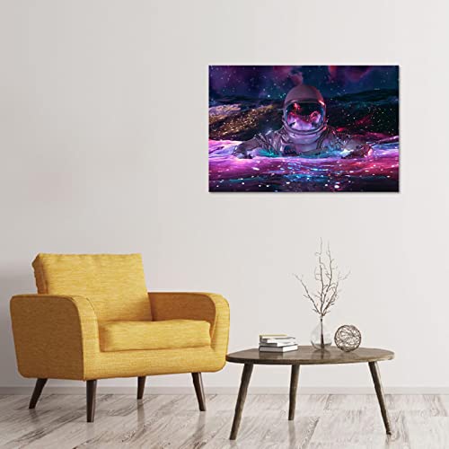 ROHASID Trippy Astronaut Poster NASA Spaceman Pictures Galaxy Starlight Canvas Wall Art Prints Outer Space Room Decor Women Men 16x24 in