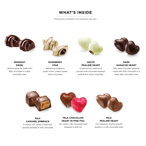 Godiva Chocolatier Chocolate Heart Valentine’s Gift Box - 14 Piece Assorted Milk, White and Dark Chocolate with Gourmet Fillings – Romantic Gift for Chocolate Lovers